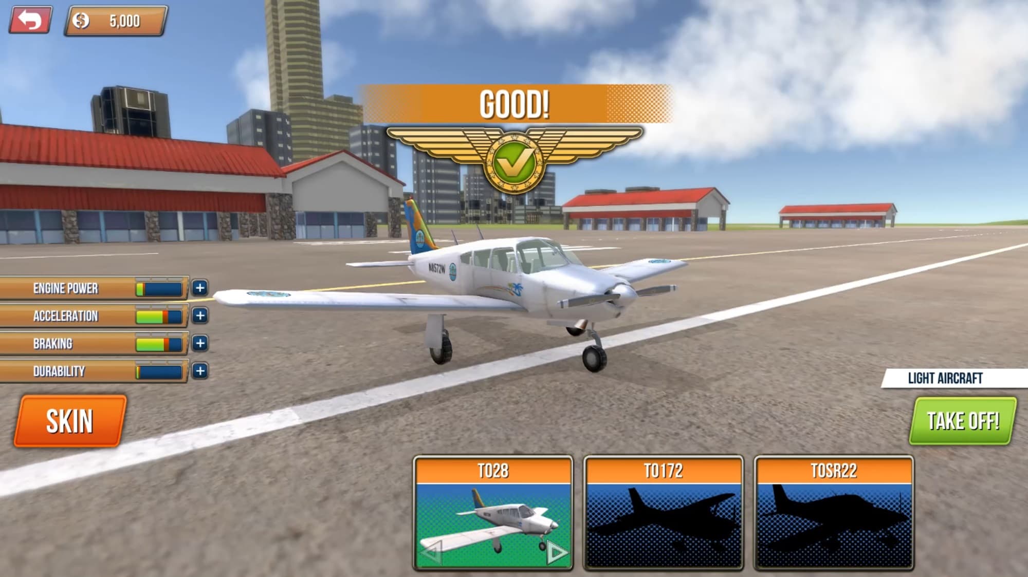 Video game screenshot showing plane selection screen